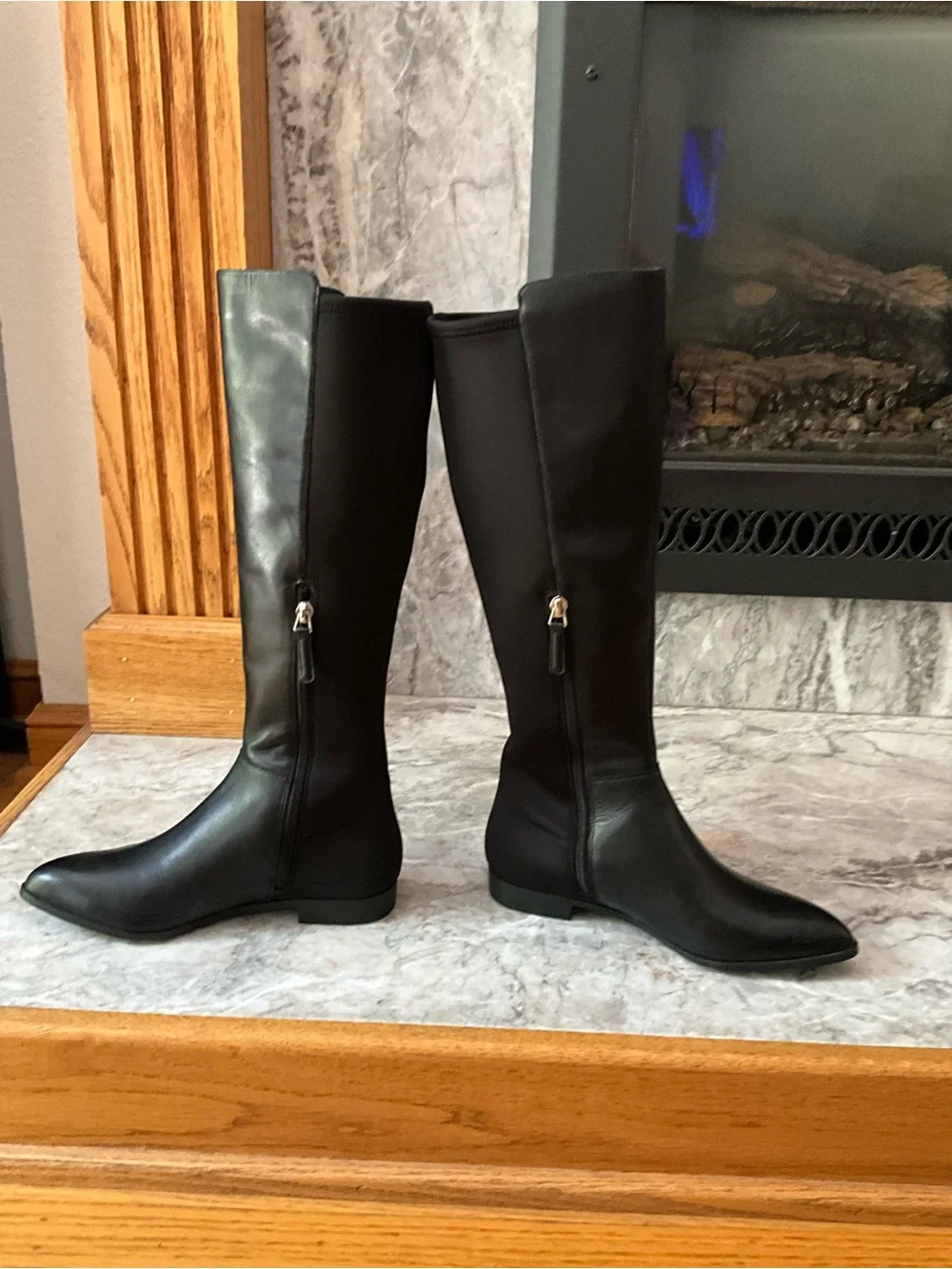 Nine West Black Knee High Smooth Leather Boots